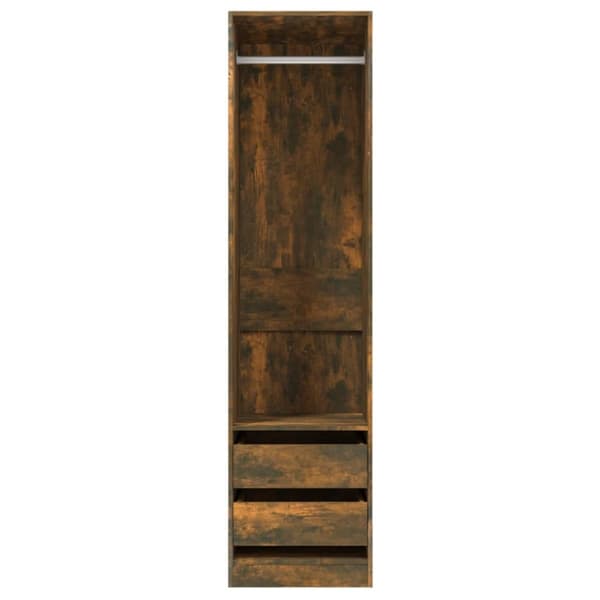 The Living Store Garderob med lådor rökfärgad ek 50x50x200 cm konstruerat trä - Skåp & garderober