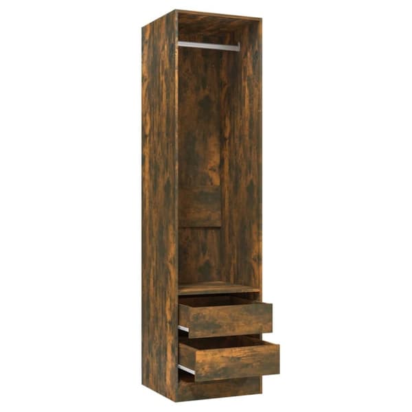 The Living Store Garderob med lådor rökfärgad ek 50x50x200 cm konstruerat trä - Skåp & garderober