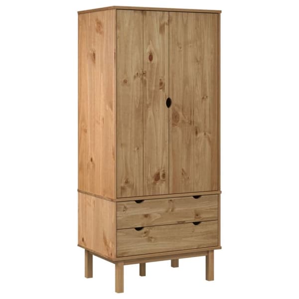The Living Store tøjskab OTTA 76,5x53x172 cm massivt fyrretræ - Klædeskabe & garderobeskabe