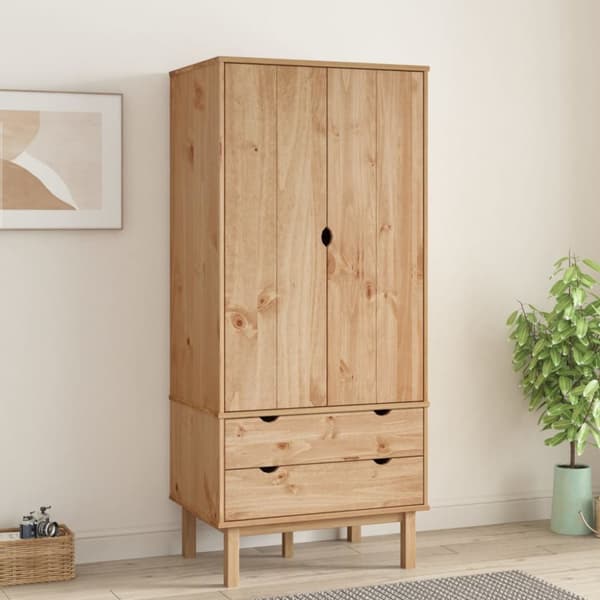 The Living Store tøjskab OTTA 76,5x53x172 cm massivt fyrretræ - Klædeskabe & garderobeskabe