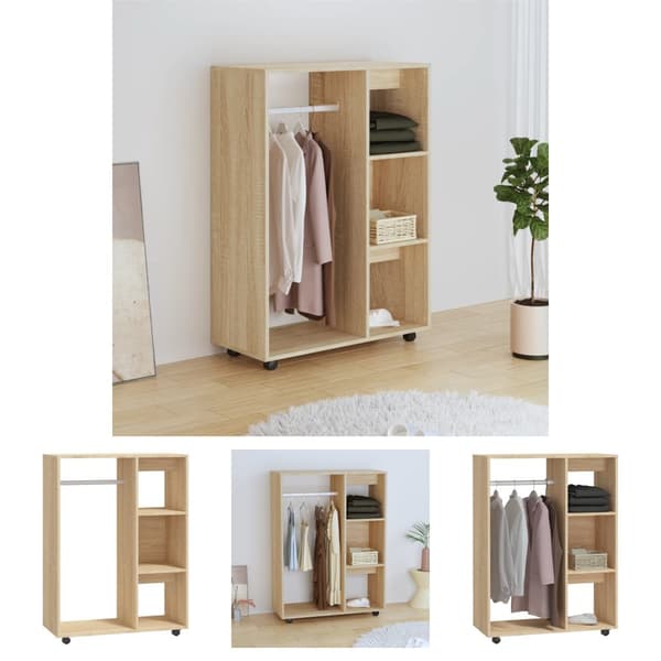The Living Store garderobe 80x40x110 cm spånplade sonoma-eg -  Klædeskabe & garderobeskabe