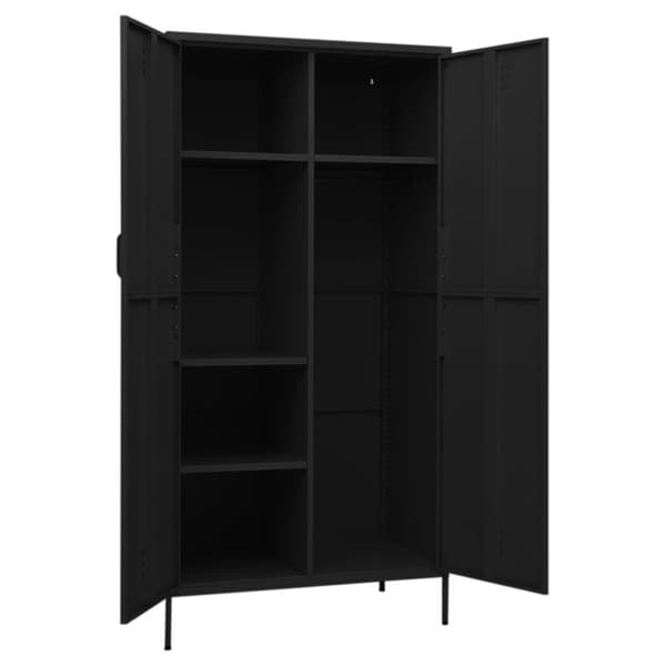 The Living Store klædeskab 90x50x180 cm stål sort -  Klædeskabe & garderobeskabe