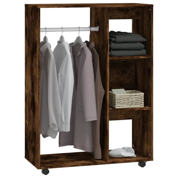 The Living Store klædeskab 80x40x110 cm konstrueret træ røget egetræsfarve -  Klædeskabe & garderobeskabe