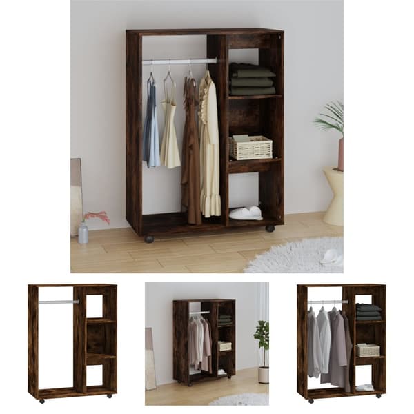 The Living Store Garderob rökfärgad ek 80x40x110 cm konstruerat trä - Skåp & garderober