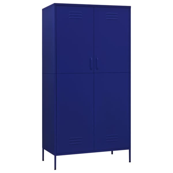 The Living Store Garderob 90x50x180 cm marinblå stål - Skåp & garderober