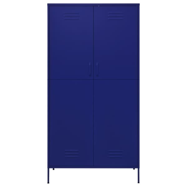 The Living Store Garderob 90x50x180 cm marinblå stål - Skåp & garderober