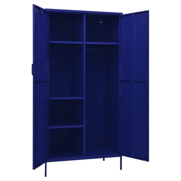 The Living Store Garderob 90x50x180 cm marinblå stål - Skåp & garderober