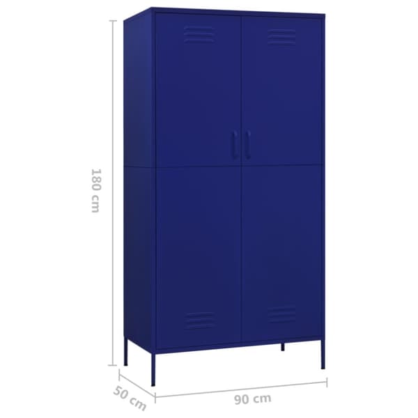 The Living Store Garderob 90x50x180 cm marinblå stål - Skåp & garderober