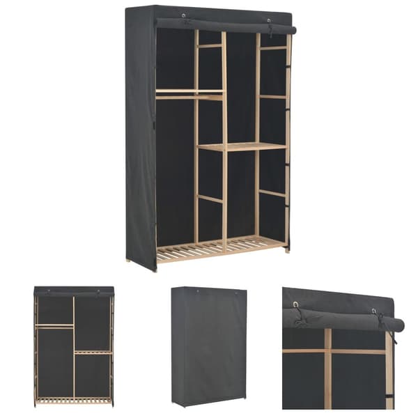 The Living Store klædeskab i 3 niveauer 110 x 40 x 170 cm stof grå - Klædeskabe & garderobeskabe