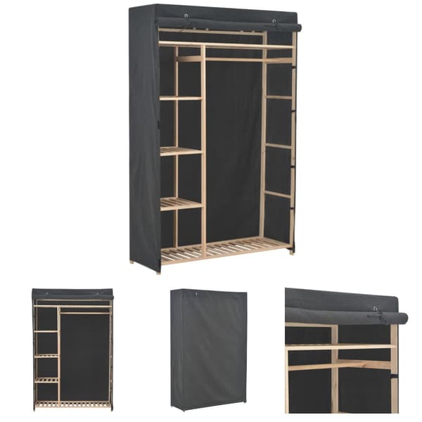 The Living Store Garderob 110x40x170 cm grå tyg -  Skåp & garderober