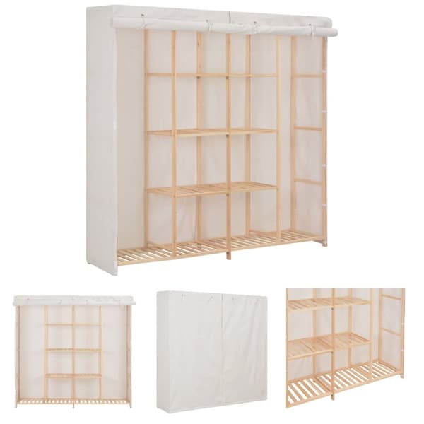 The Living Store Garderob 173x40x170 cm vit tyg - Skåp & garderober