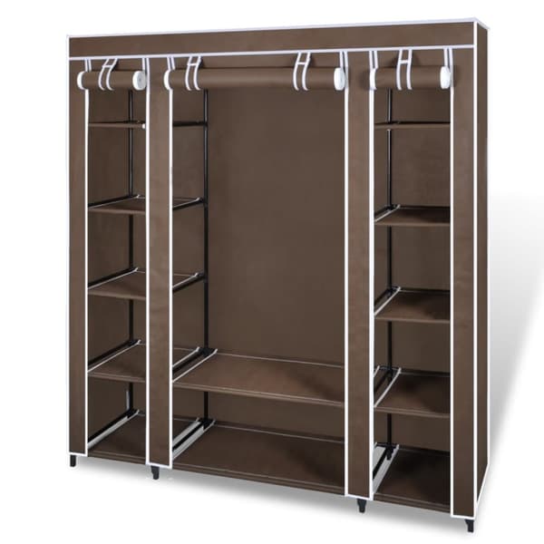 Klædeskabe & garderobeskabe - Living stofklædeskab med rum og stænger 45 x 150 x176 cm brun