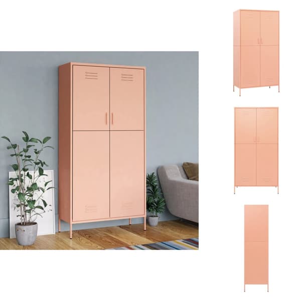 Klædeskabe & garderobeskabe - Living klædeskab 90x50x180 cm stål lyserød