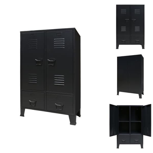 Klædeskabe & garderobeskabe - Living garderobe i metal industriel stil 67 x 35 x 107 cm sort