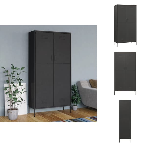 Klædeskabe & garderobeskabe - Living klædeskab 90x50x180 cm stål antracitgrå