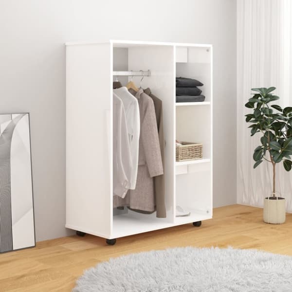 Klædeskabe & garderobeskabe - Living klædeskab 80x40x110 cm konstrueret træ hvid højglans