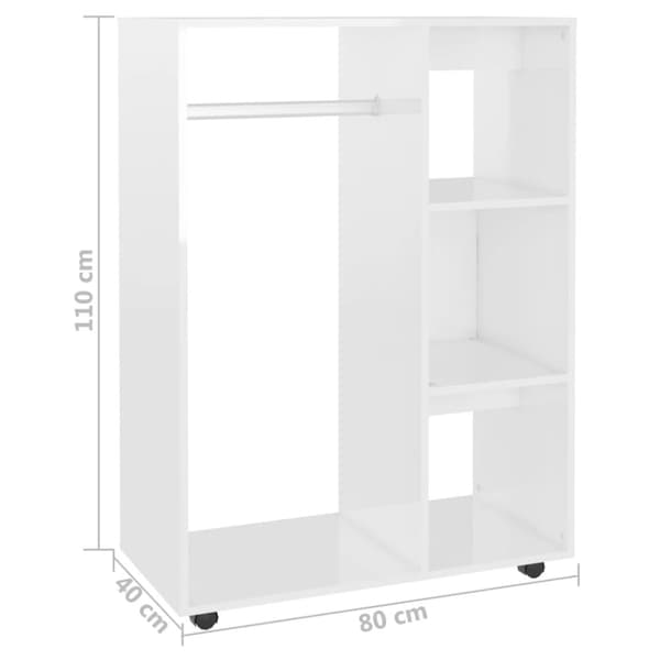 Klædeskabe & garderobeskabe - Living klædeskab 80x40x110 cm konstrueret træ hvid højglans
