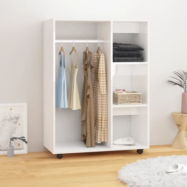 Klædeskabe & garderobeskabe - Living klædeskab 80x40x110 cm konstrueret træ hvid højglans