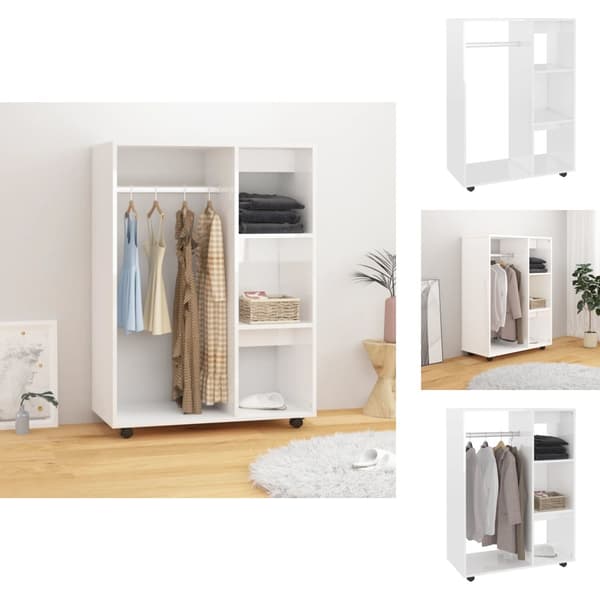 Klædeskabe & garderobeskabe - Living klædeskab 80x40x110 cm konstrueret træ hvid højglans