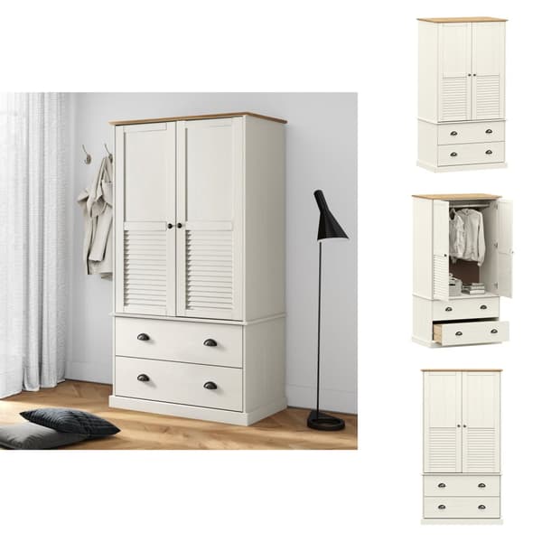 Klædeskabe & garderobeskabe - Living klædeskab VIGO 90x55x176 cm massivt fyrretræ hvid