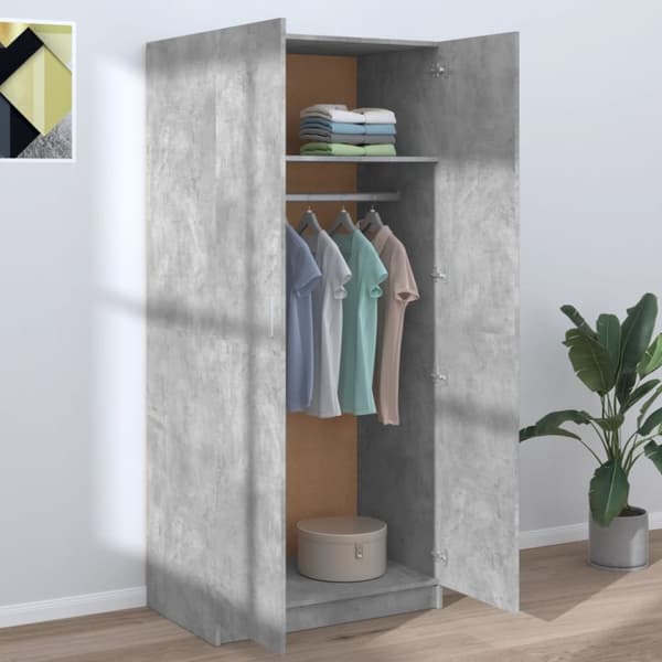 Klædeskabe & garderobeskabe - Living klædeskab 80x52x180 cm konstrueret træ betongrå