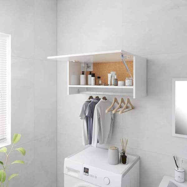 Klædeskabe & garderobeskabe - Living garderobe 70x32,5x35 cm spånplade hvid højglans