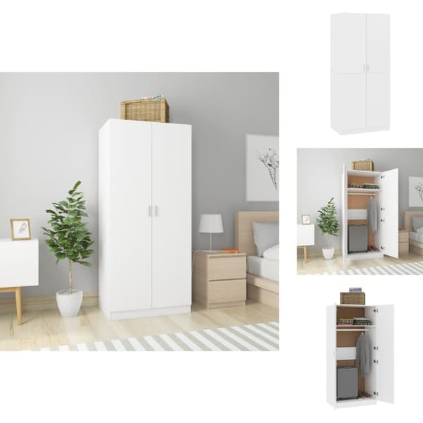 Klædeskabe & garderobeskabe - Living klædeskab 80x52x180 cm konstrueret træ hvid