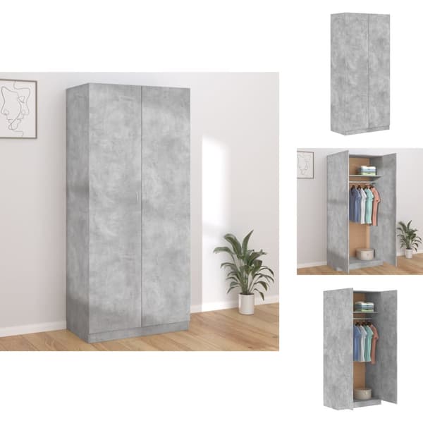 Klædeskabe & garderobeskabe - Living klædeskab 90x52x200 cm konstrueret træ betongrå