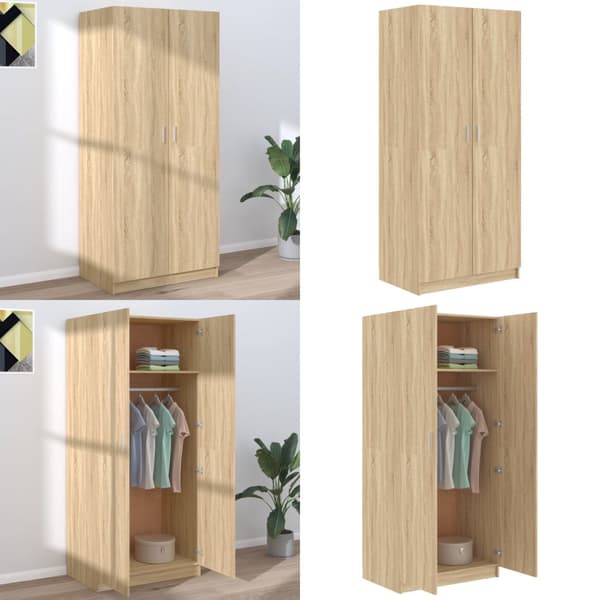 Klædeskab 80 x 52 x 180 cm spånplade sonoma-eg - Klædeskab - Klædeskabe - Home & Living