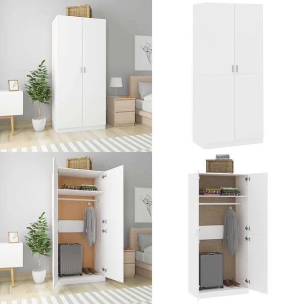 Garderob vit 90x52x200 cm konstruerat trä - Garderob - Garderober - Home & Living