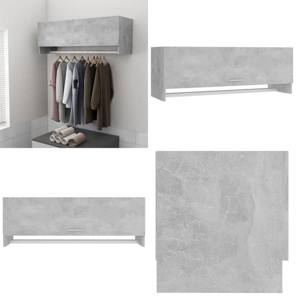 Garderobeskab 100x32,5x35 cm konstrueret træ betongrå - Garderobeskab - Garderobeskabe - Home & Living