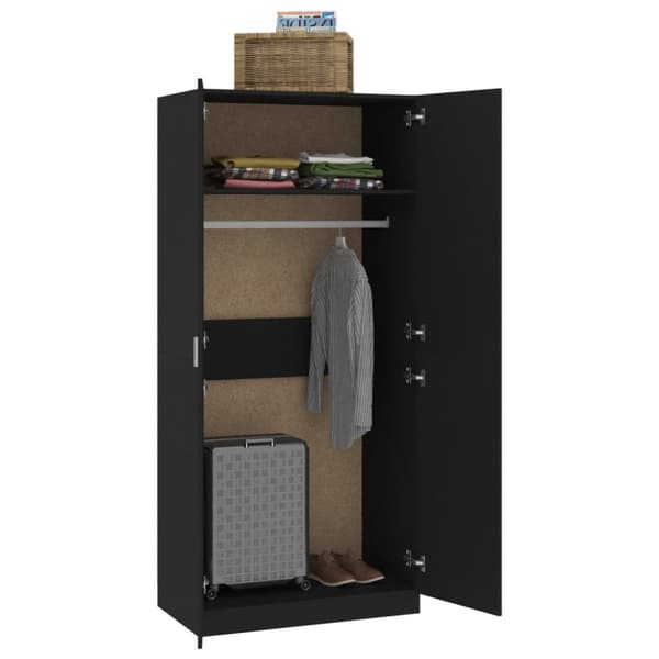 Klædeskab 90x52x200 cm konstrueret træ sort - Klædeskab - Klædeskabe - Home & Living