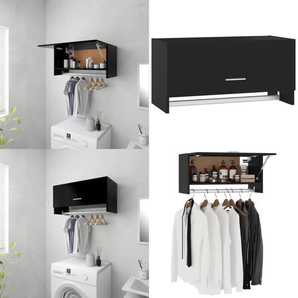 Vaatekaappi musta 70x32,5x35 cm tekninen puu - Vaatekaappi - Vaatekaapit - Home & Living
