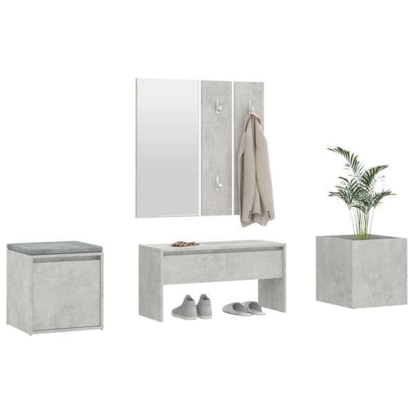 Hallmöbler set betonggrå konstruerat trä - Hallenhet - Hallenheter - Home & Living