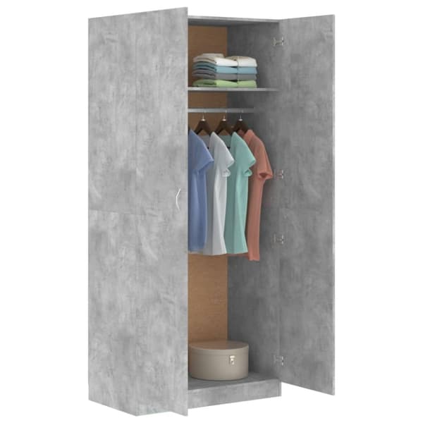Klædeskab 90x52x200 cm konstrueret træ betongrå - Klædeskab - Klædeskabe - Home & Living
