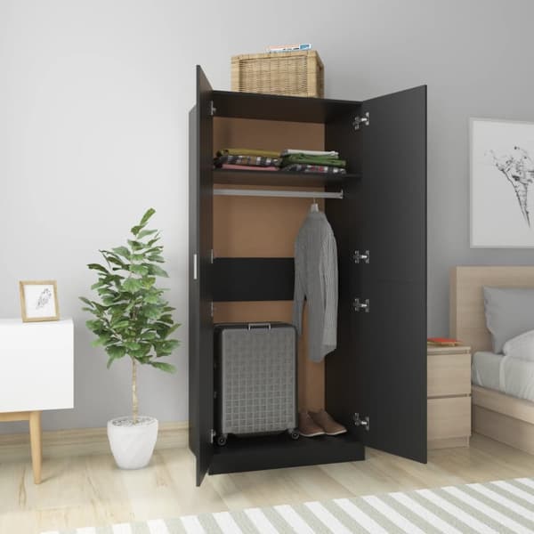 Garderob svart 80x52x180 cm konstruerat trä - Garderob - Garderober - Home & Living