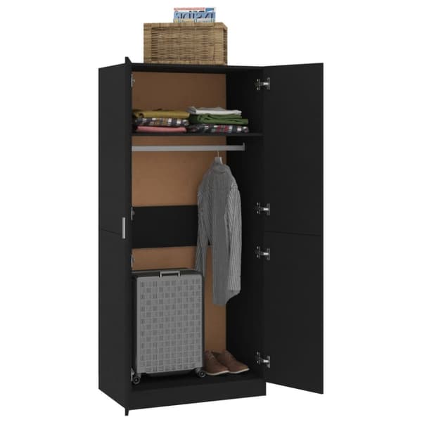 Garderob svart 80x52x180 cm konstruerat trä - Garderob - Garderober - Home & Living