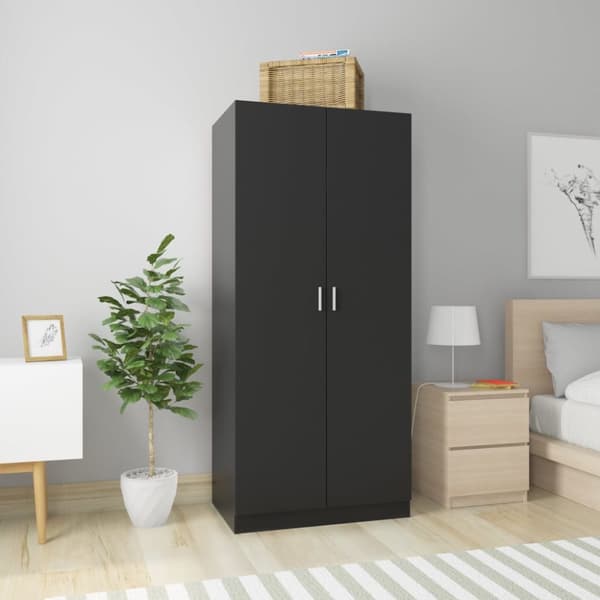 Garderob svart 80x52x180 cm konstruerat trä - Garderob - Garderober - Home & Living