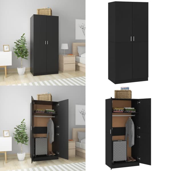 Garderob svart 80x52x180 cm konstruerat trä - Garderob - Garderober - Home & Living