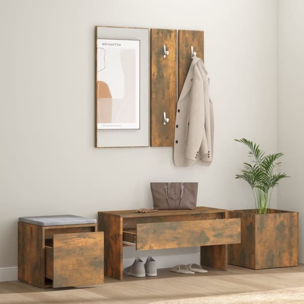 Eteisen kalustesarja savutammi tekninen puu - Eteisen Kalustesarja - Eteisen Kalustesarjat - Home & Living