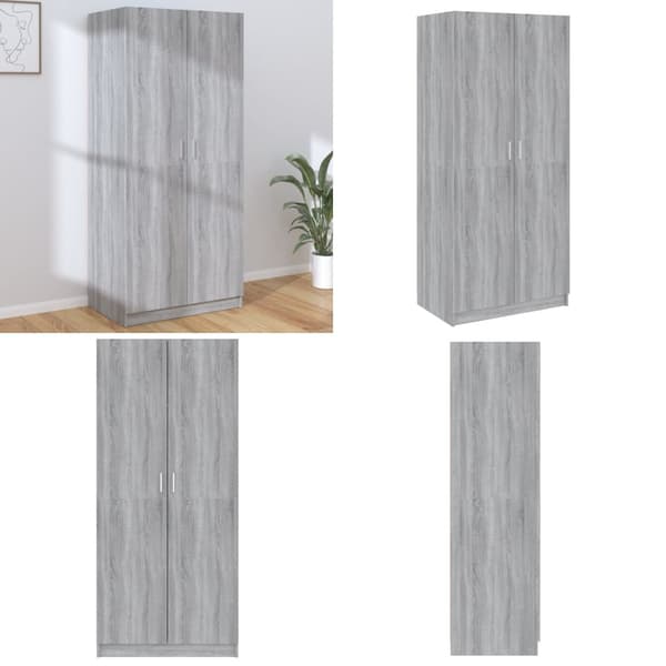 Vaatekaappi harmaa Sonoma 80x52x180 cm tekninen puu - Vaatekaappi - Vaatekaapit - Home & Living