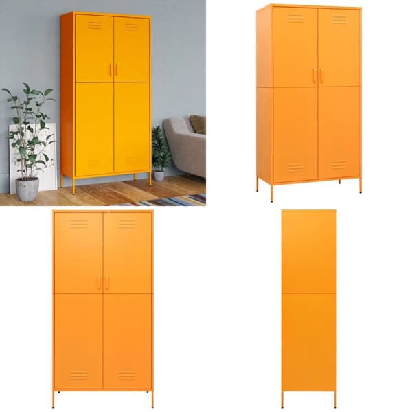 Vaatekaappi sinapinkeltainen 90x50x180 cm teräs - Vaatekaappi - Vaatekaapit - Home & Living