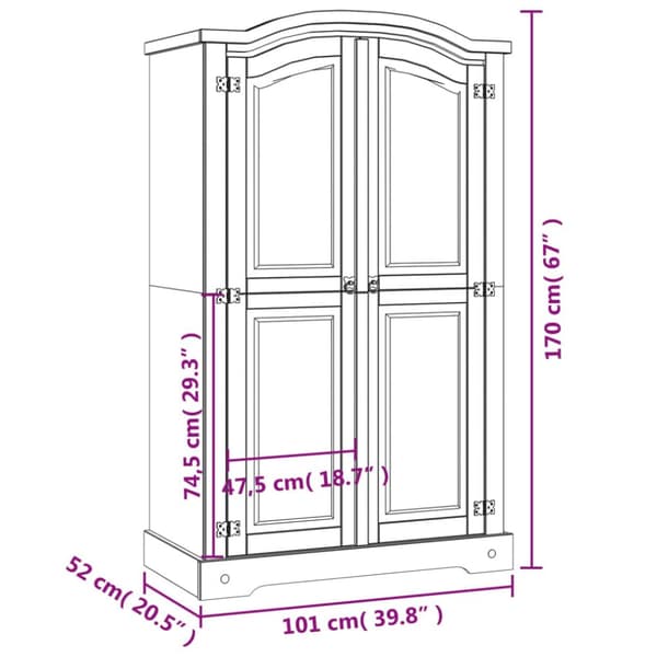 Vaatekaappi Meksikon mänty Corona Range 2 ovea - Vaatekaappi - Vaatekaapit - Home & Living