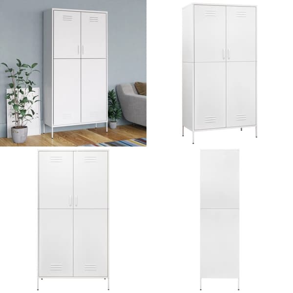 Vaatekaappi valkoinen 90x50x180 cm teräs - Vaatekaappi - Vaatekaapit - Home & Living