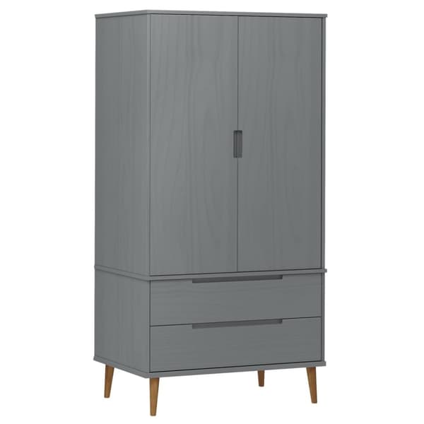 Tøjskab MOLDE 90x55x175 cm massivt fyrretræ grå - Klædeskab - Klædeskabe - Home & Living