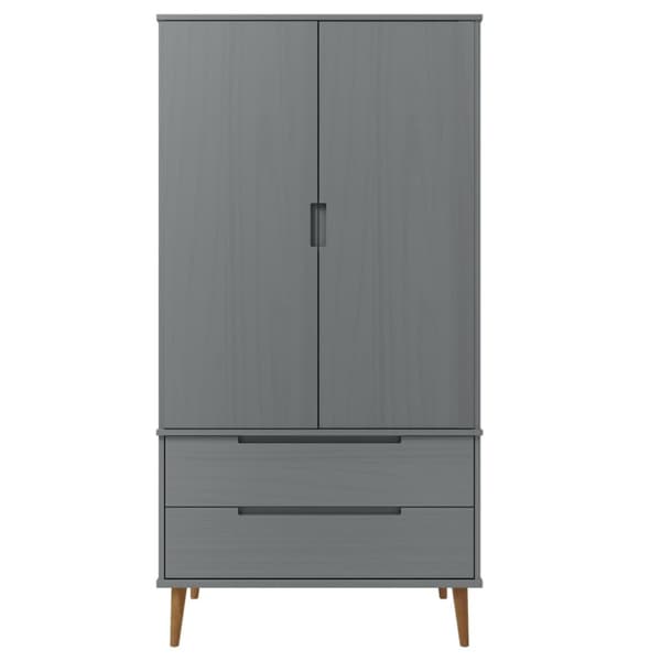 Tøjskab MOLDE 90x55x175 cm massivt fyrretræ grå - Klædeskab - Klædeskabe - Home & Living