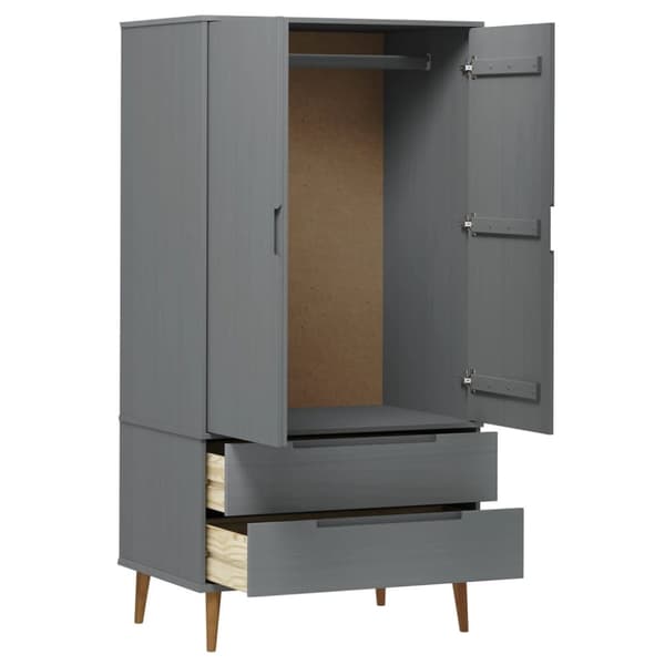 Tøjskab MOLDE 90x55x175 cm massivt fyrretræ grå - Klædeskab - Klædeskabe - Home & Living