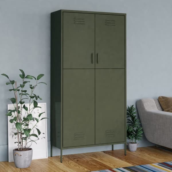 Klædeskab 90x50x180 cm stål olivengrøn - Klædeskab - Klædeskabe - Home & Living
