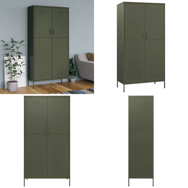 Klædeskab 90x50x180 cm stål olivengrøn - Klædeskab - Klædeskabe - Home & Living