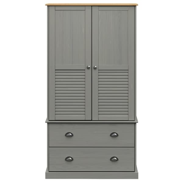Klädskåp VIGO grå 90x55x176 cm massiv furu - Klädhängare - Hatthylla - Home & Living